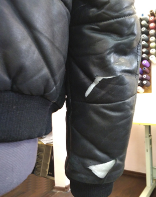 Ремонт разрыва в кожаной куртке ДО